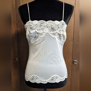 VINTAGE Flair Lingerie By Dianne Keesee Small White/Cream Satin Lace Camisole
